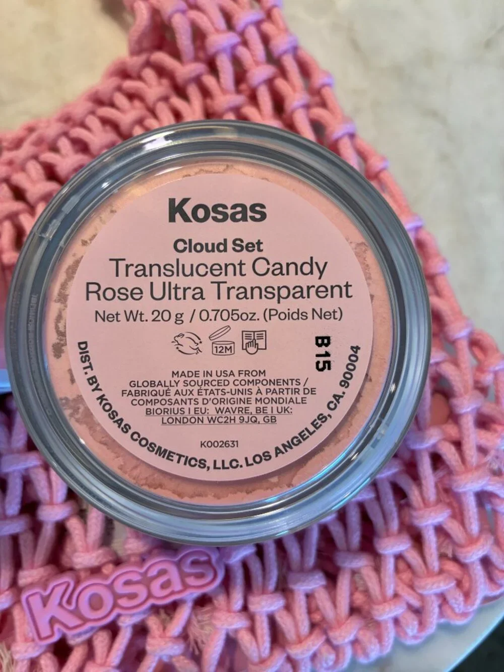 Kosas Cloud Set Translucent Candy Rose Ultra Transparent Powder w/ Bag NEW